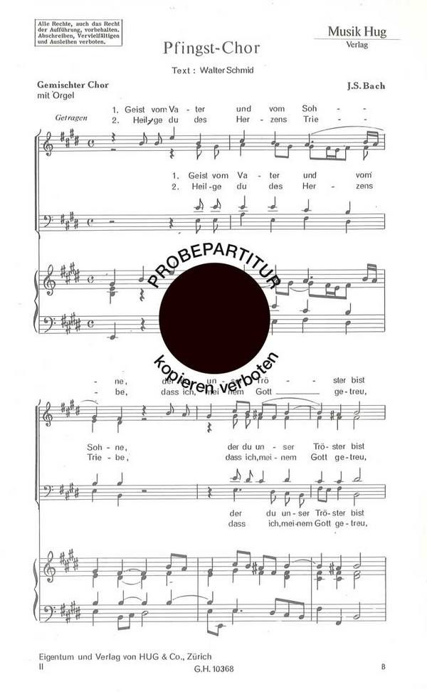 Bach, Johann Sebastian  Pfingst-Chor  gemischter Chor und Orgel