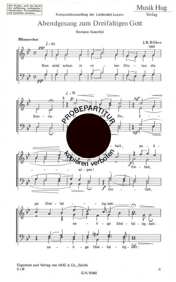 Hilber, J.B.&nbsp;&nbsp;Abendgesang zum&nbsp;&nbsp;Männerchor