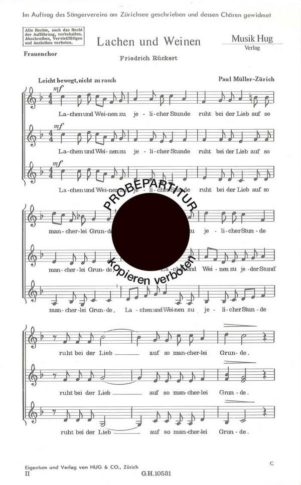 Müller-Zürich, Paul&nbsp;&nbsp;Lachen und weinen&nbsp;&nbsp;Frauenchor