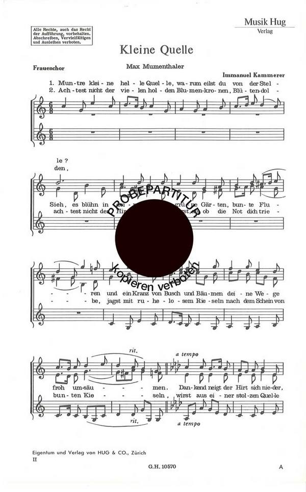 Kammerer, Immanuel Johann&nbsp;&nbsp;Kleine Quelle&nbsp;&nbsp;Frauenchor