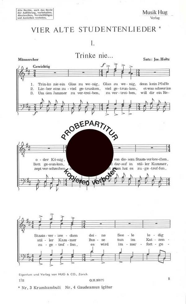 Holtz, Josef&nbsp;&nbsp;Trinke nie/o alte Bursch&nbsp;&nbsp;Männerchor