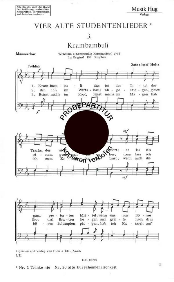 Holtz, Josef&nbsp;&nbsp;Krambambuli/Gaudeamus..&nbsp;&nbsp;Männerchor