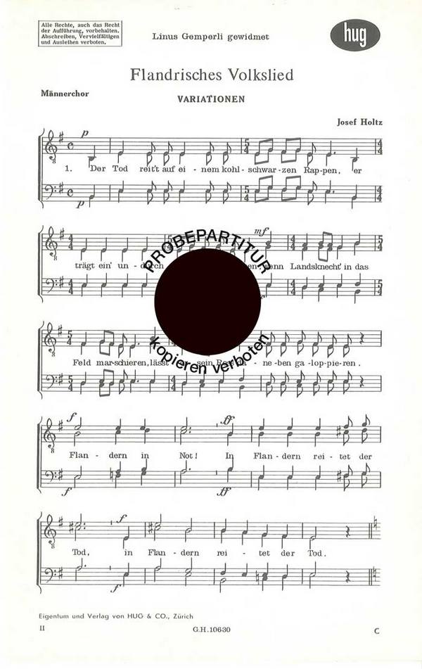 Holtz, Josef&nbsp;&nbsp;Flandrisches Volkslied&nbsp;&nbsp;Männerchor