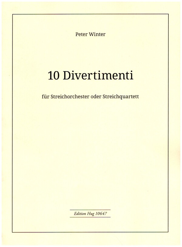 10 Divertimenti  für Streichorchester (Streichquartett)  Partitur