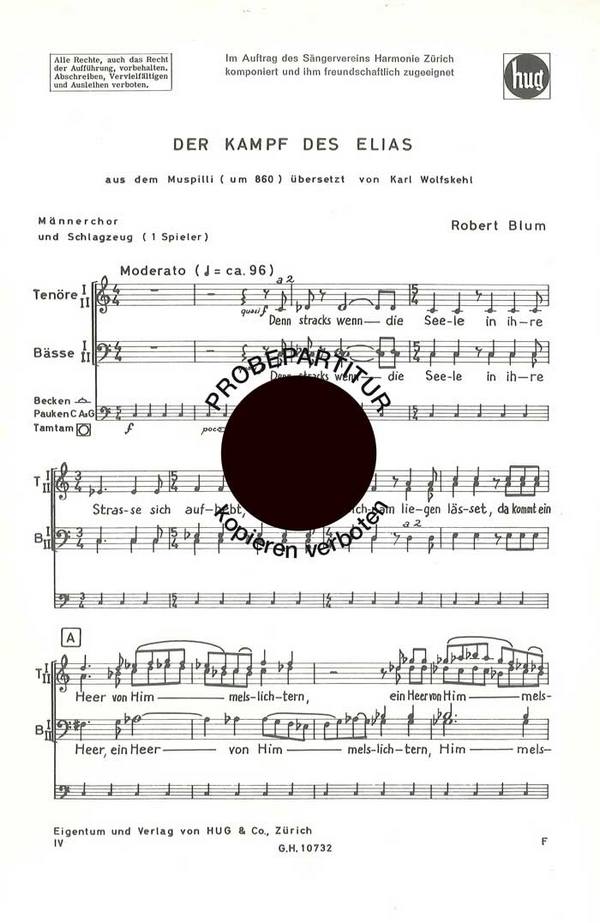 Blum, Robert&nbsp;&nbsp;Kampf des Elias&nbsp;&nbsp;Männerchor