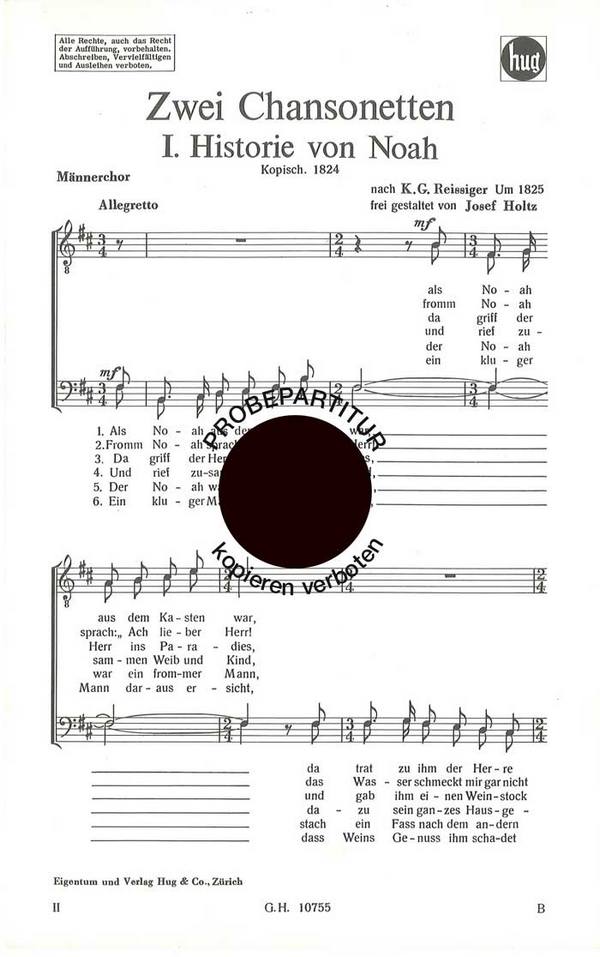 Holtz, Josef&nbsp;&nbsp;2 Chansonetten&nbsp;&nbsp;Männerchor