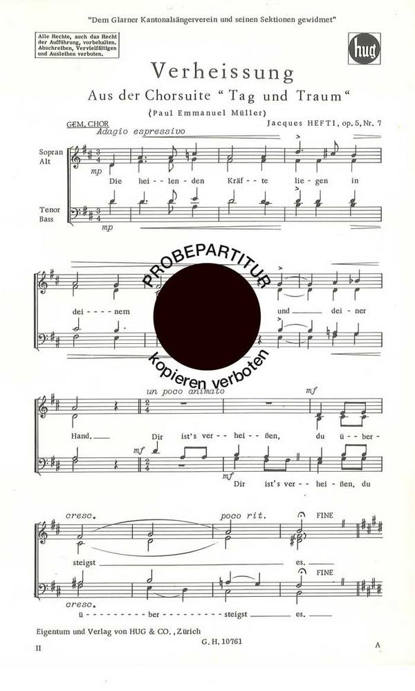 Hefti, Jacques&nbsp;&nbsp;Verheissung&nbsp;&nbsp;gemischter Chor