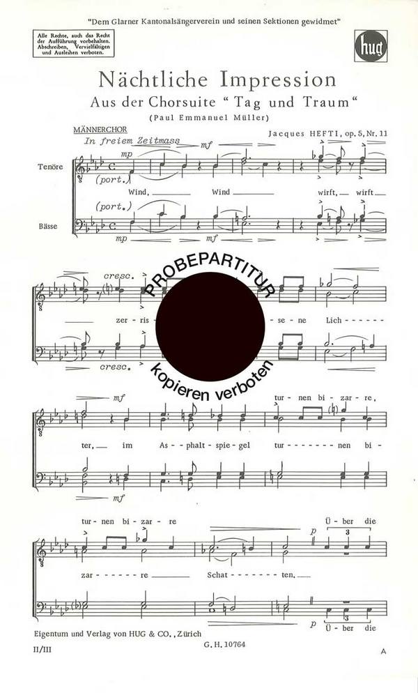 Hefti, Jacques&nbsp;&nbsp;Nächtliche Impression&nbsp;&nbsp;Männerchor