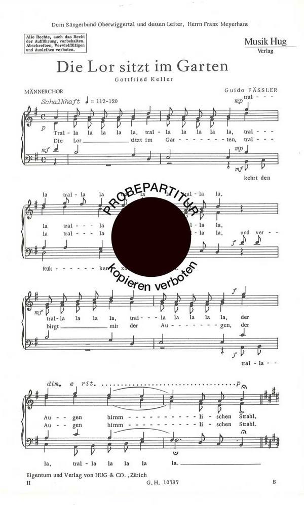 Fässler, Guido&nbsp;&nbsp;Lor sitzt im Garten&nbsp;&nbsp;Männerchor