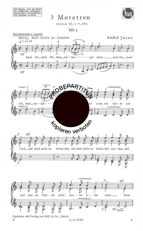 Jacot, Andre&nbsp;&nbsp;Motette No 1&nbsp;&nbsp;Frauenchor