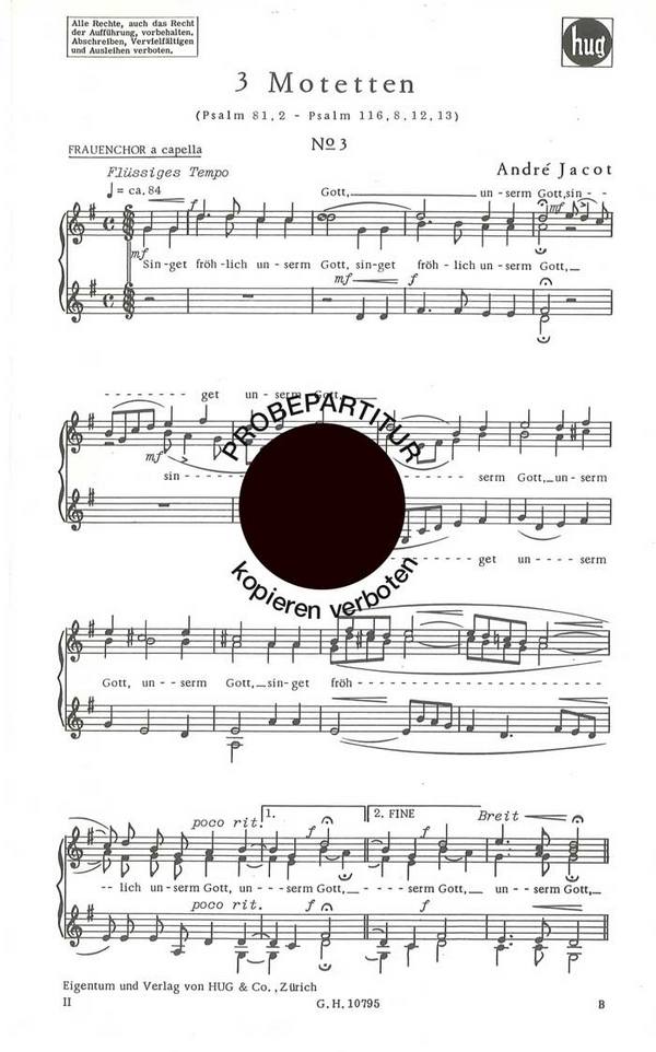 Jacot, Andre&nbsp;&nbsp;Motette No 3&nbsp;&nbsp;Frauenchor