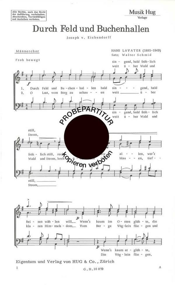 Lavater, Hans&nbsp;&nbsp;Durch Feld und Buchenhall&nbsp;&nbsp;Männerchor