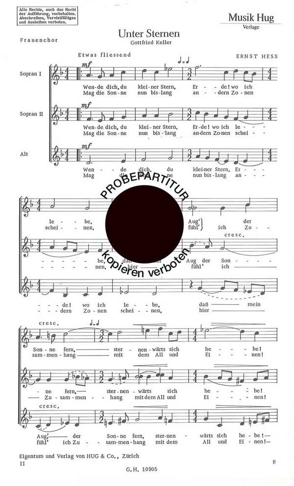 Hess, Ernst&nbsp;&nbsp;Unter Sternen&nbsp;&nbsp;Frauenchor