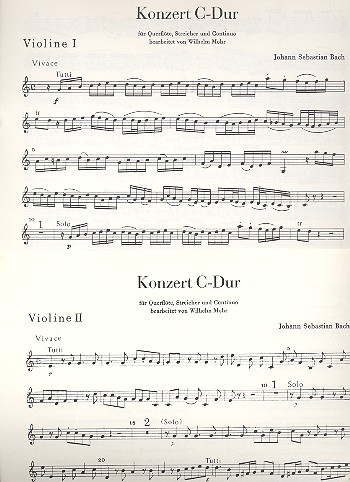 Konzert C-Dur BWV1032&nbsp;&nbsp;für Flöte, Streicher und Bc&nbsp;&nbsp;Stimmensatz (Streicher 3-3-2-2-1)