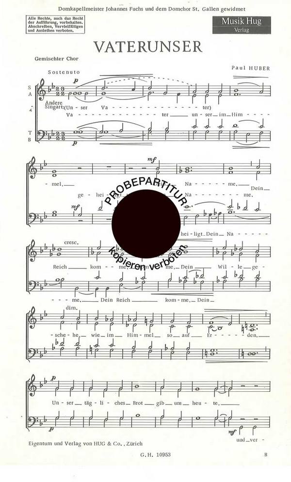 Huber, Paul&nbsp;&nbsp;Vater unser&nbsp;&nbsp;gemischter Chor