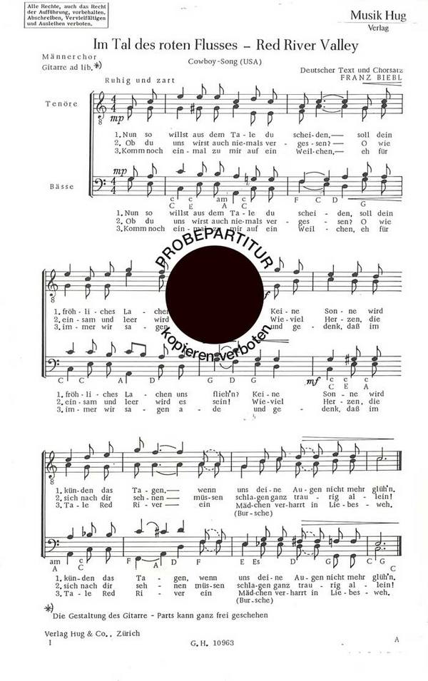 Biebl, Franz&nbsp;&nbsp;Im Tal des roten Flusses&nbsp;&nbsp;Männerchor und Gitarre
