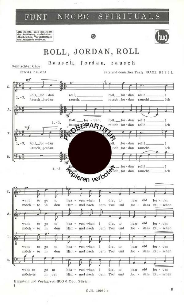 Biebl, Franz&nbsp;&nbsp;Roll jordan roll&nbsp;&nbsp;gemischter Chor