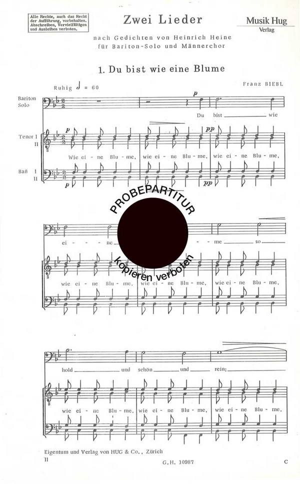 Biebl, Franz&nbsp;&nbsp;Du bist wie eine Blume&nbsp;&nbsp;Männerchor