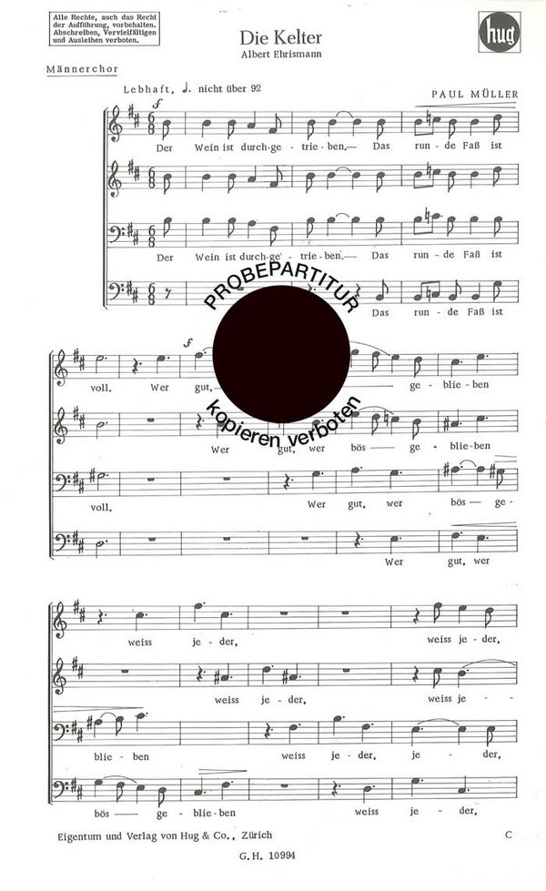 Müller-Zürich, Paul&nbsp;&nbsp;Kelter&nbsp;&nbsp;Männerchor