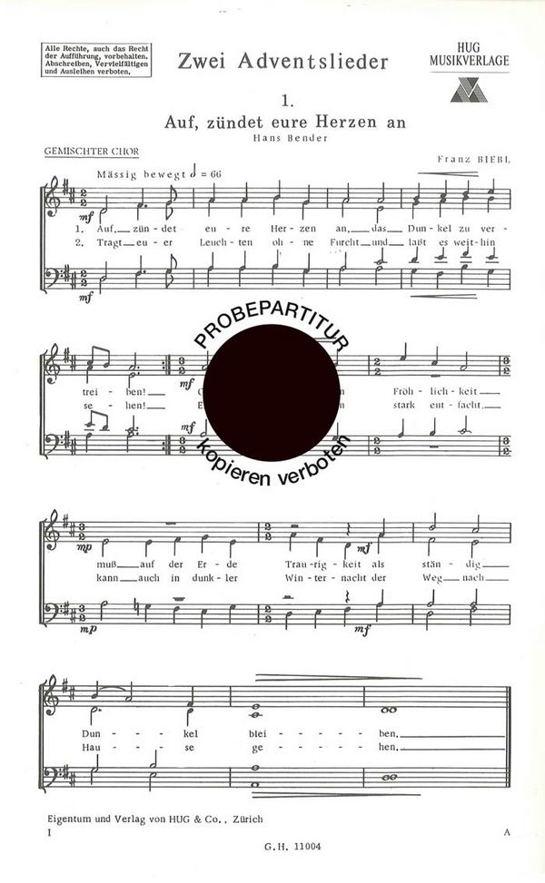 Biebl, Franz&nbsp;&nbsp;Zwei Adventslieder&nbsp;&nbsp;gemischter Chor