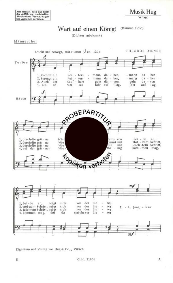 Diener, Theodor&nbsp;&nbsp;Wart auf einen König&nbsp;&nbsp;Männerchor