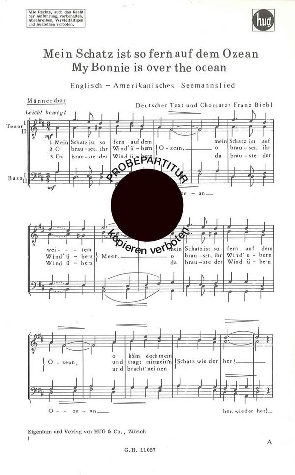 Biebl, Franz&nbsp;&nbsp;Mein Schatz ist so fern&nbsp;&nbsp;Männerchor