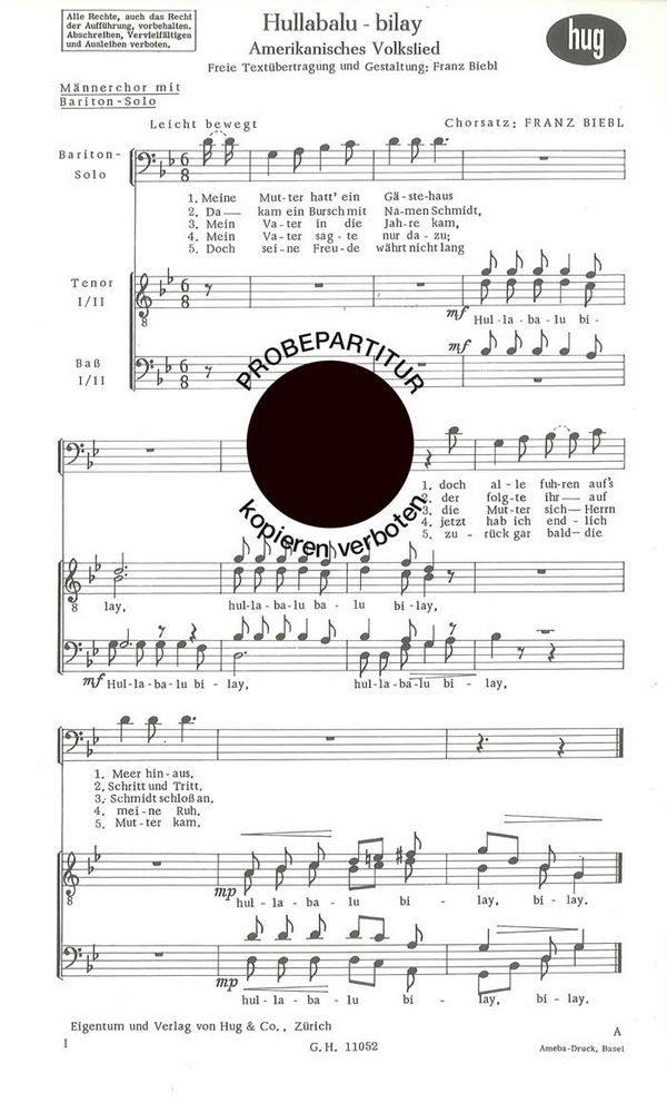 Biebl, Franz&nbsp;&nbsp;Hullabalu-Bilay&nbsp;&nbsp;Männerchor