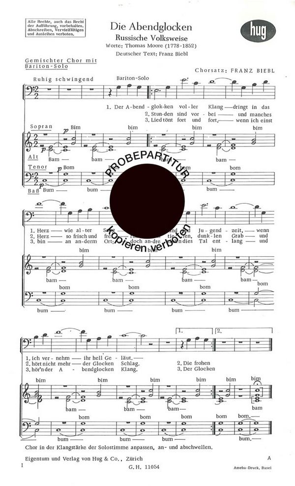 Biebl, Franz&nbsp;&nbsp;Abendglocken&nbsp;&nbsp;gemischter Chor