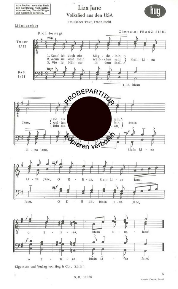 Biebl, Franz&nbsp;&nbsp;Liza Jane&nbsp;&nbsp;Männerchor