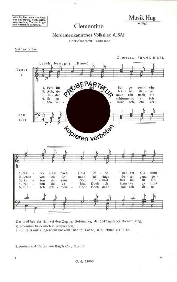 Biebl, Franz&nbsp;&nbsp;Clementine&nbsp;&nbsp;Männerchor