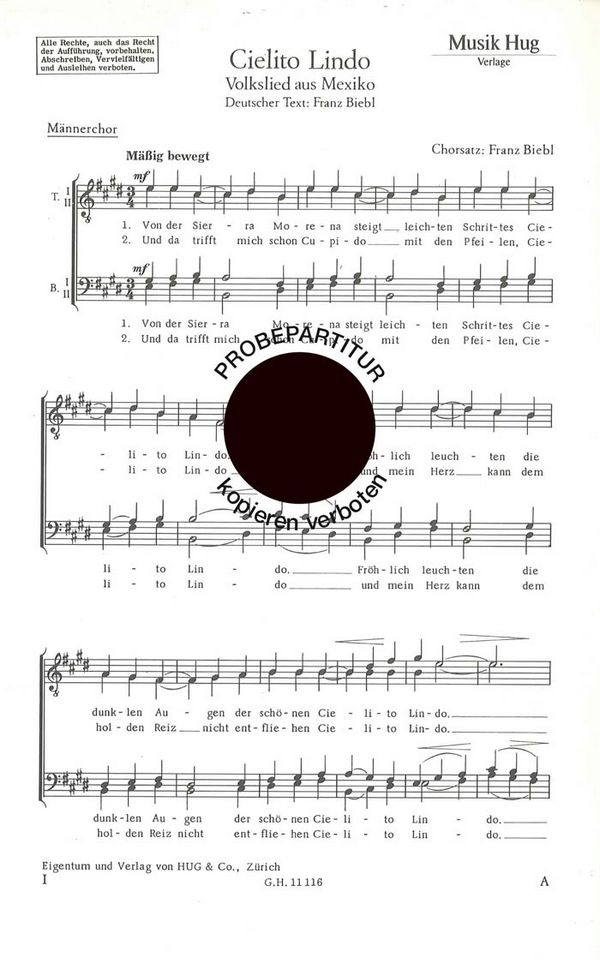 Biebl, Franz&nbsp;&nbsp;Cielito lindo&nbsp;&nbsp;Männerchor