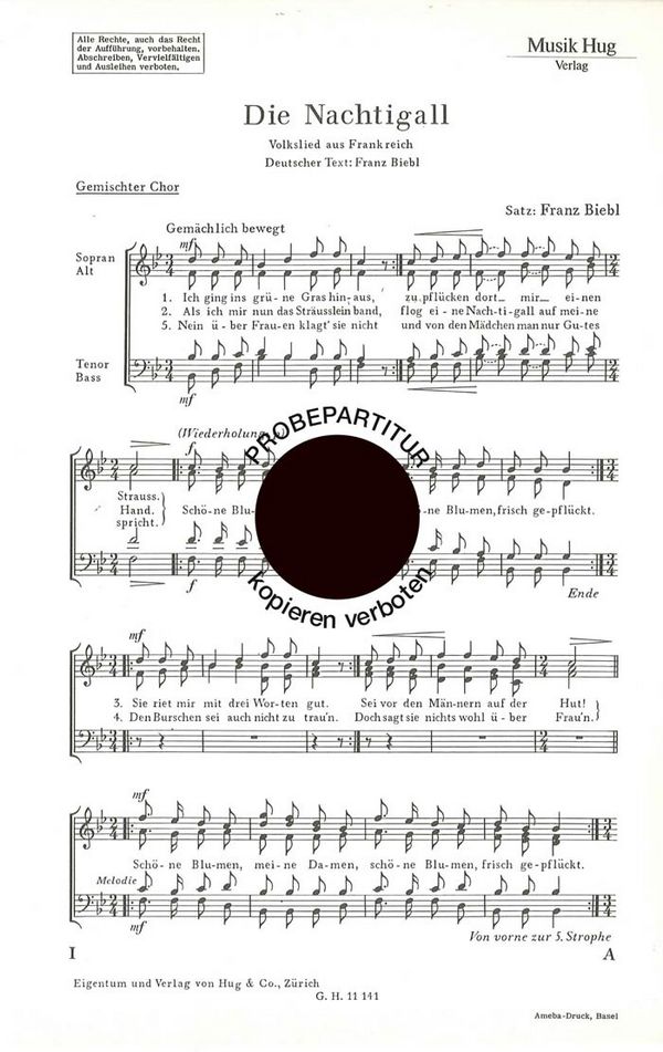 Biebl, Franz&nbsp;&nbsp;Nachtigall&nbsp;&nbsp;gemischter Chor