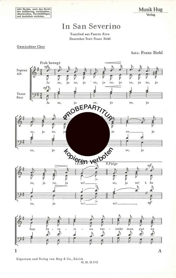 Biebl, Franz&nbsp;&nbsp;In San Severino&nbsp;&nbsp;gemischter Chor