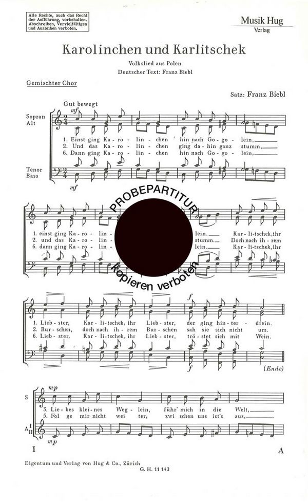 Biebl, Franz&nbsp;&nbsp;Karolinchen und Karlitsch&nbsp;&nbsp;gemischter Chor