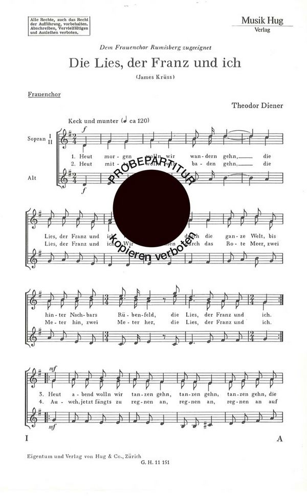 Diener, Theodor&nbsp;&nbsp;Lies der Franz und Ich&nbsp;&nbsp;Frauenchor