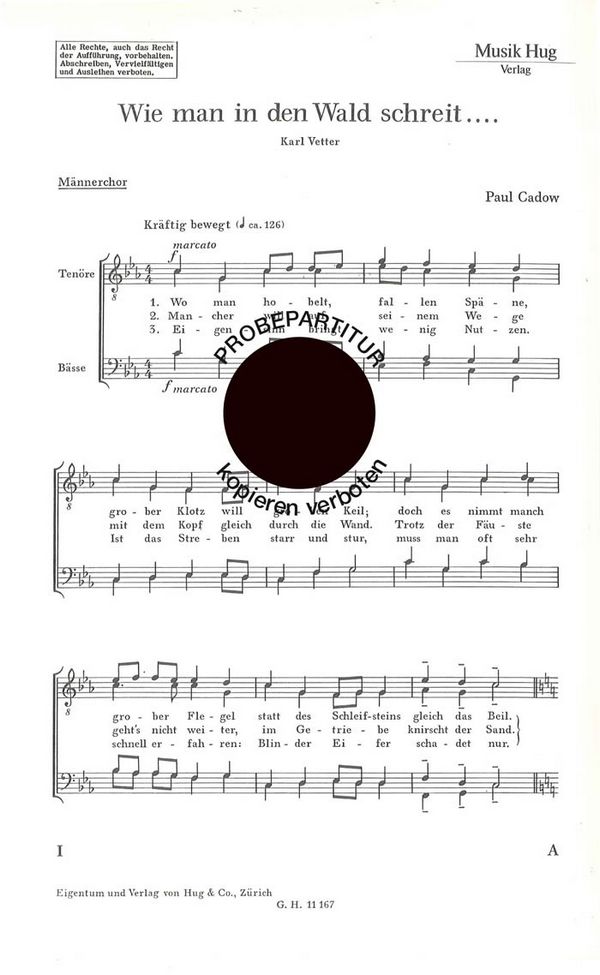 Cadow, Paul&nbsp;&nbsp;Wie man in den Wald&nbsp;&nbsp;Männerchor