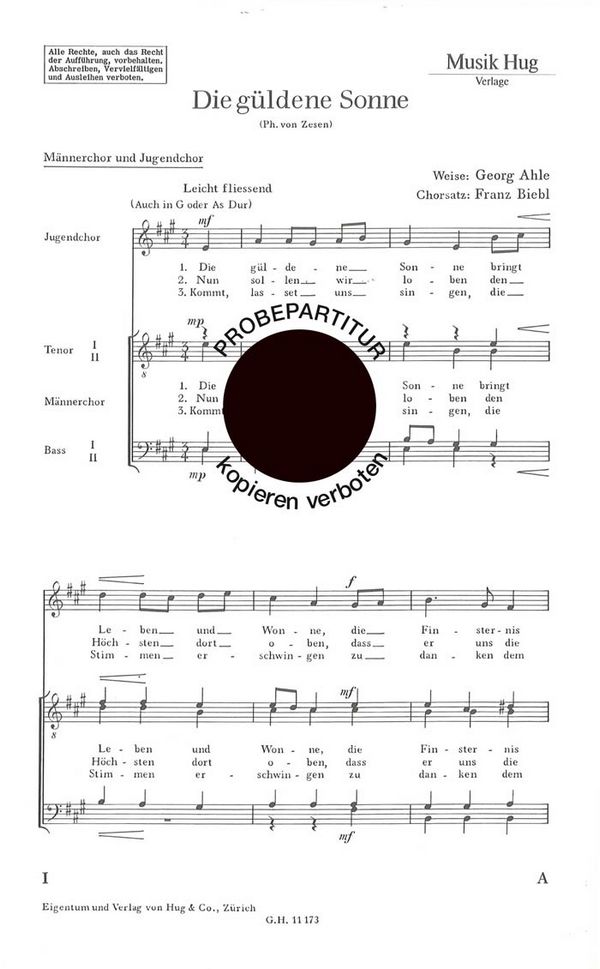 Ahle, Georg  Güldene Sonne  Männerchor