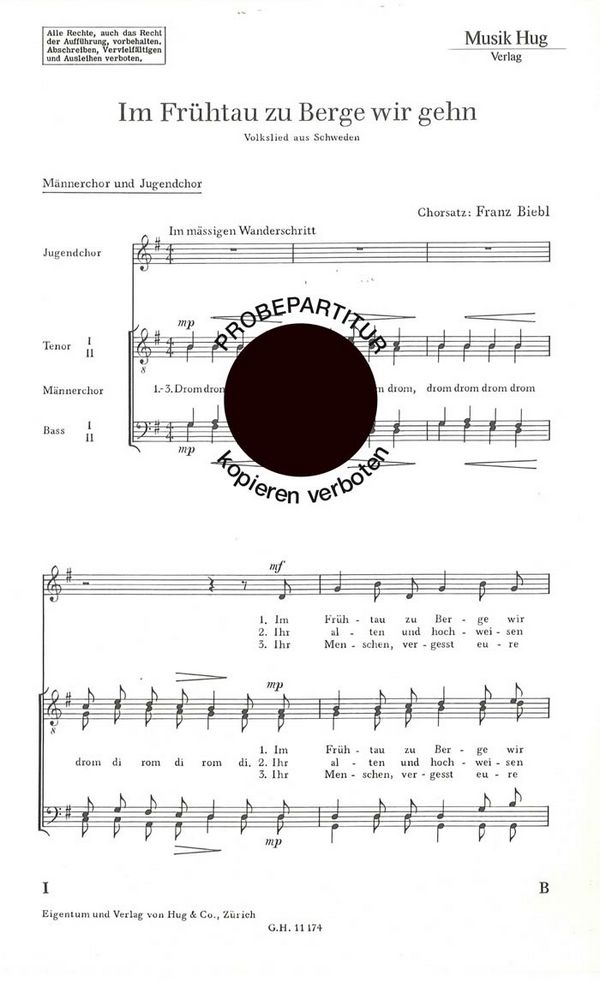 Biebl, Franz&nbsp;&nbsp;Im Frühtau zu Berge wir&nbsp;&nbsp;Männerchor