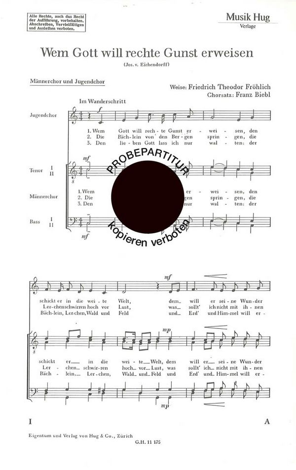 Biebl, Franz&nbsp;&nbsp;Wem Gott will rechte Gunst&nbsp;&nbsp;Männerchor