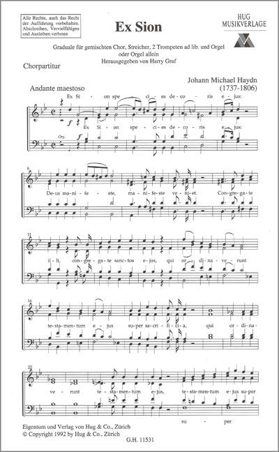 Haydn, Johann Michael&nbsp;&nbsp;Ex Sion (Graduale)&nbsp;&nbsp;gemischter Chor