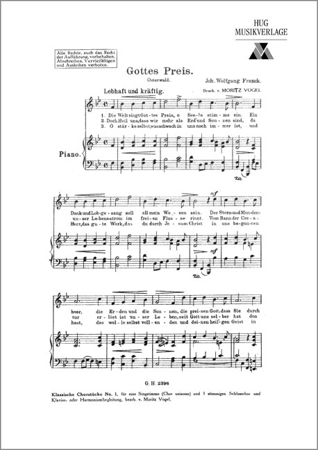 Franck, Johann Wolfgang&nbsp;&nbsp;Gottes Preis&nbsp;&nbsp;Frauenchor