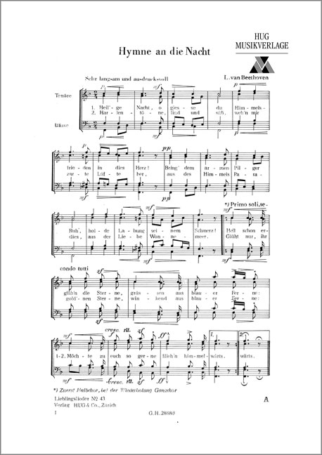 Beethoven, Ludwig van  Hymne an die Nacht  Männerchor