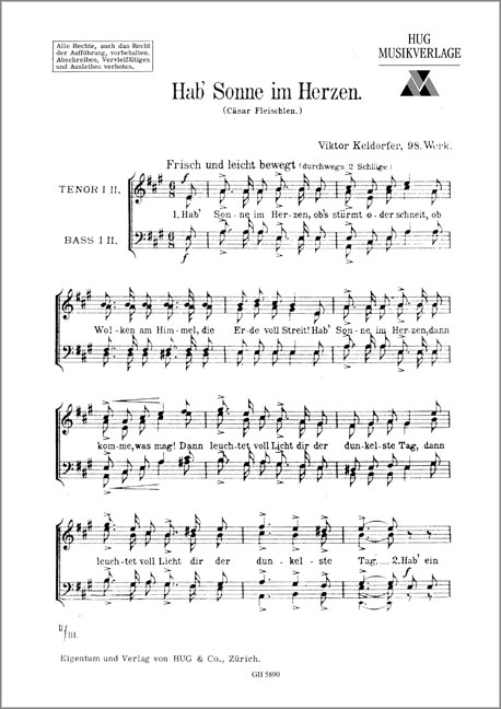 Keldorfer, Viktor&nbsp;&nbsp;Hab Sonne im Herzen&nbsp;&nbsp;Männerchor