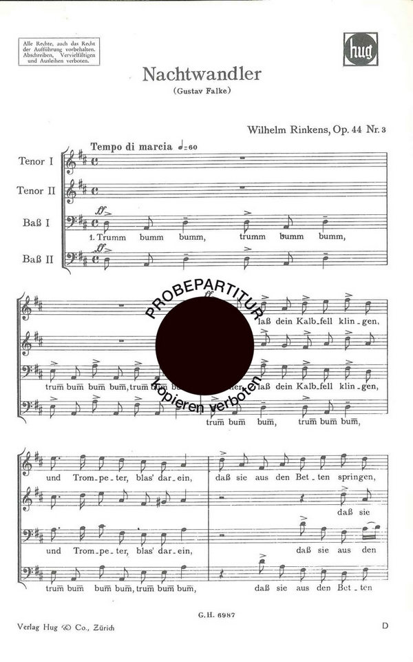 Rinkens, Wilhelm&nbsp;&nbsp;Nachtwandler&nbsp;&nbsp;Männerchor