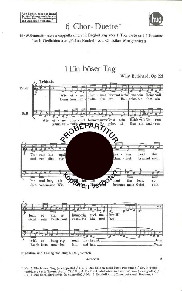 Burkhard, Willy&nbsp;&nbsp;Böser Tag&nbsp;&nbsp;Männerchor