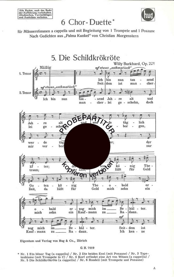 Burkhard, Willy&nbsp;&nbsp;Schildkröte&nbsp;&nbsp;Männerchor