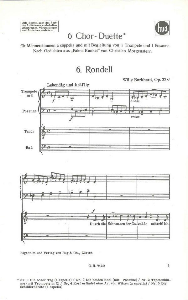 Burkhard, Willy&nbsp;&nbsp;Rondell&nbsp;&nbsp;Männerchor und Trompete/Posaune