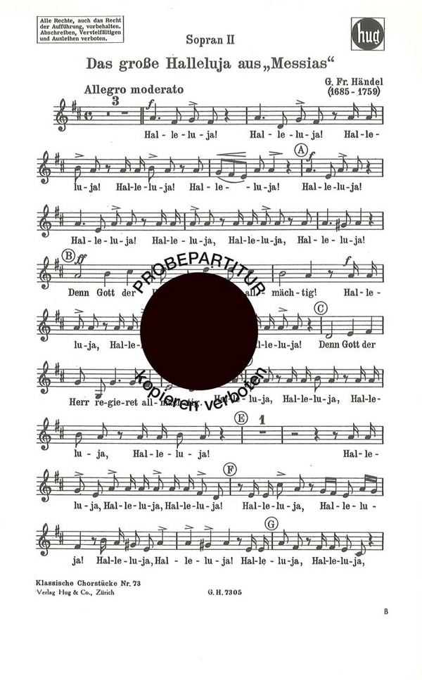 Händel, Georg Friedrich&nbsp;&nbsp;Halleluja&nbsp;&nbsp;Frauenchor Sopran 2