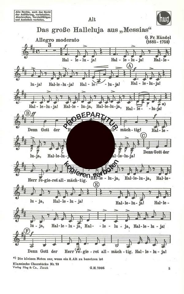 Händel, Georg Friedrich&nbsp;&nbsp;Halleluja&nbsp;&nbsp;Frauenchor Alt
