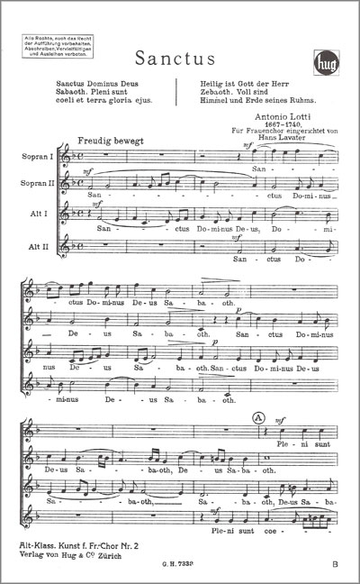 Lotti, Antonio&nbsp;&nbsp;Sanctus&nbsp;&nbsp;Frauenchor